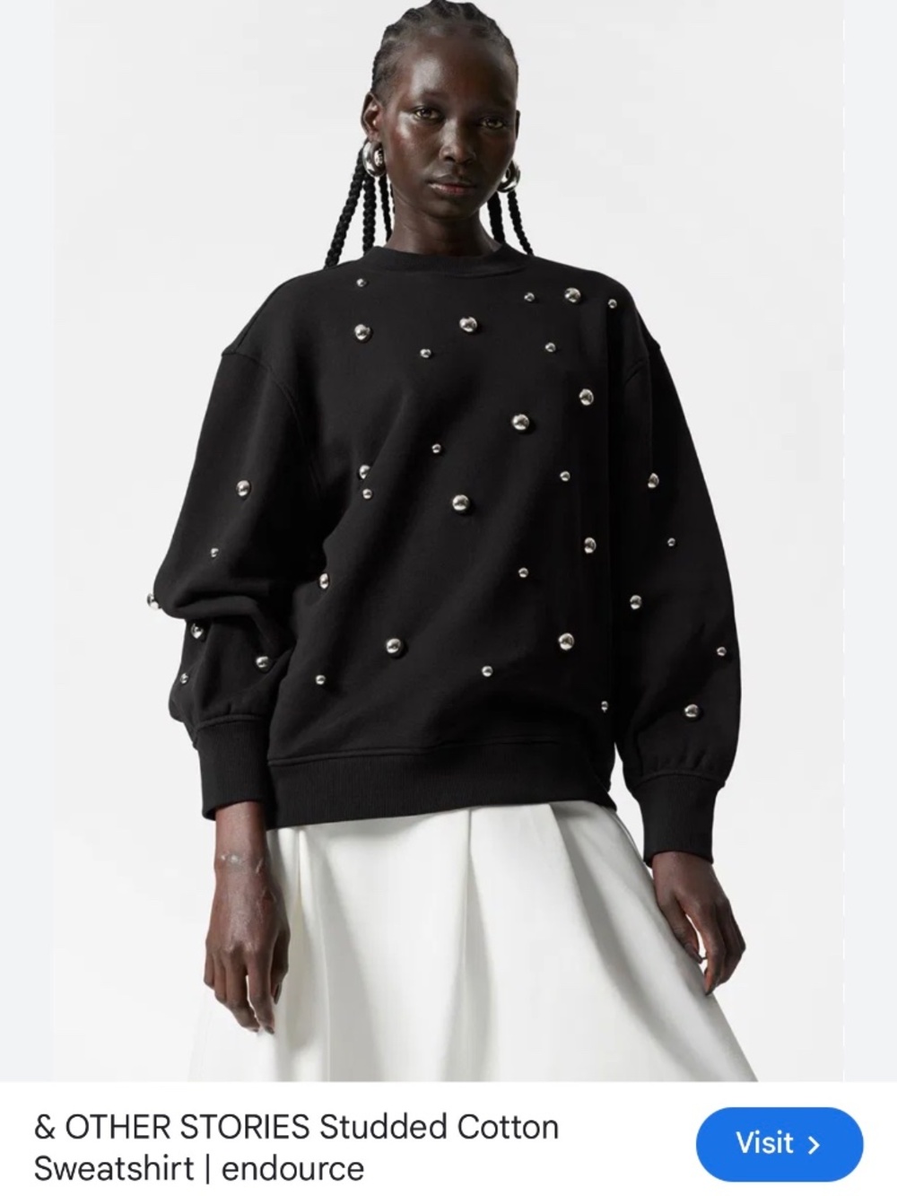 & OTHER STORIES  Studded Cotton Sweatshirt size small